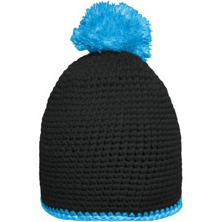 MB7964 Pompon Hat with Contrast Stripe